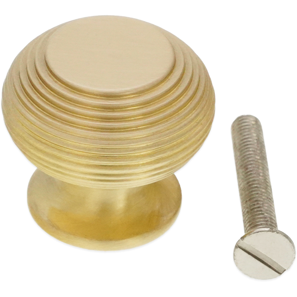 Spira Brass Beehive Satin Brass Large 38mm Cupboard Knob Image 3