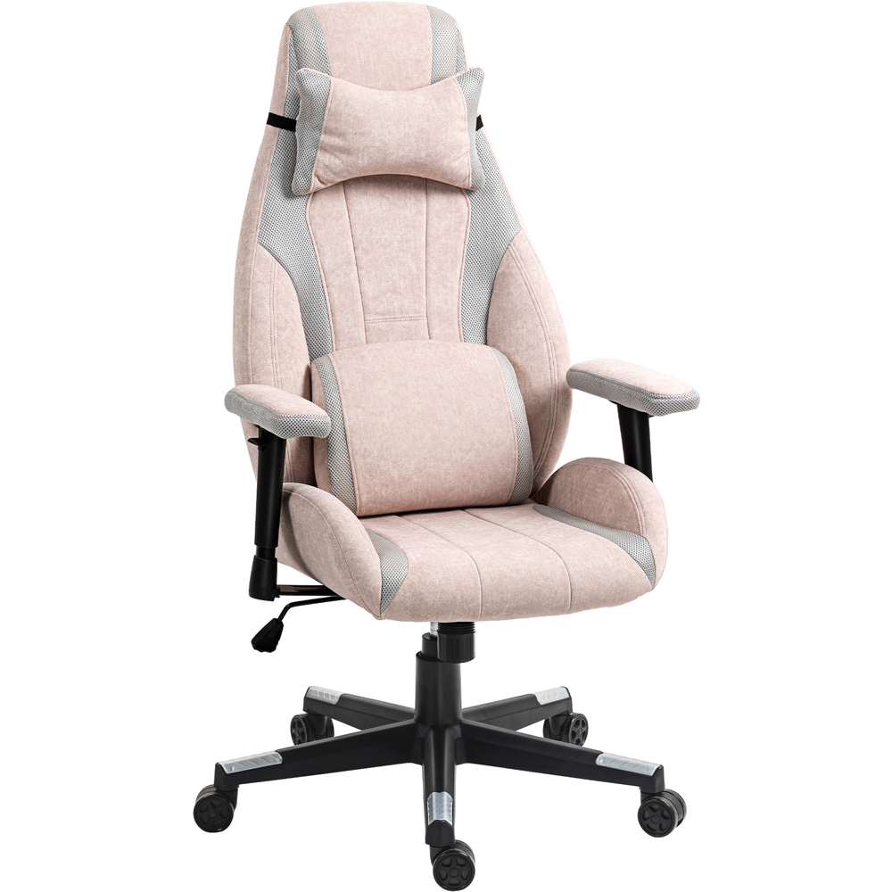 HOMCOM Pale Pink Gaming Chair with Swivel Wheels Image 2