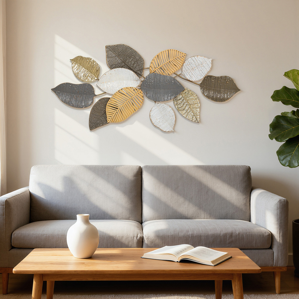 Portland Leaf Design Metal Wall Art 49 x 90.5cm Image 2