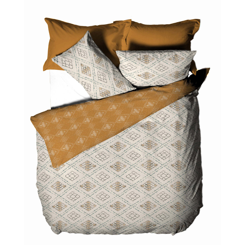 furn. Atlas Global Double Ochre Brushed Cotton Duvet Set Image 4