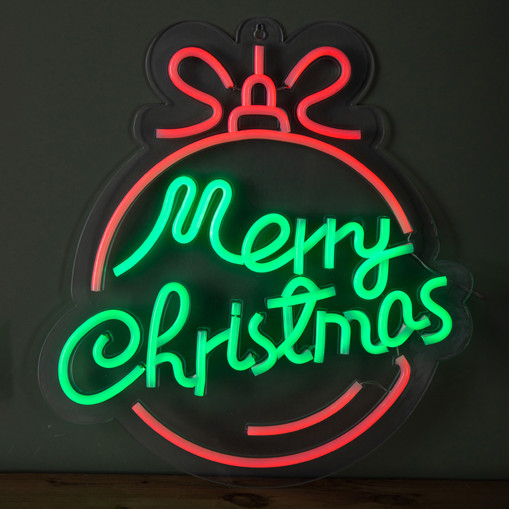 Samuel Alexander Red and Green Neon Flex Merry Christmas Light Up Decoration Image 7
