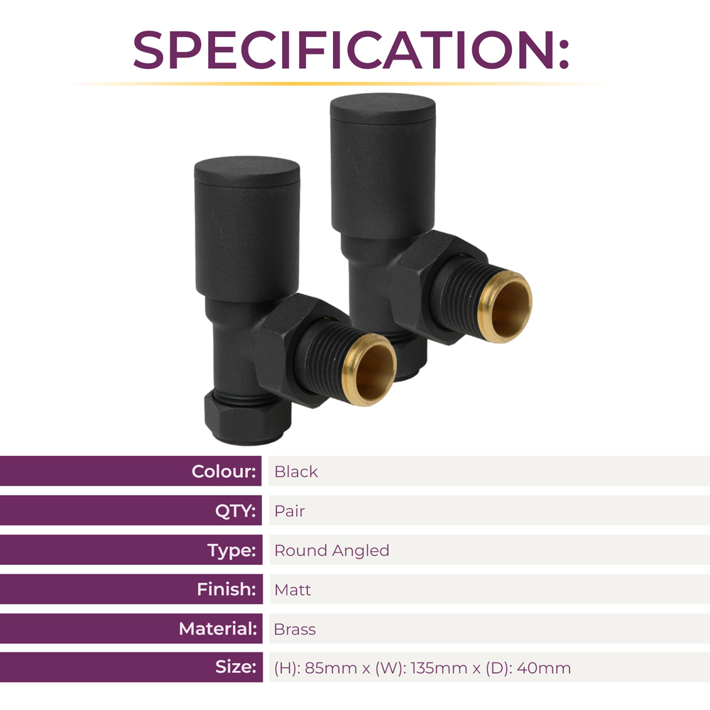 Go Bathrooms Black Angled Radiator Valve 15mm 2 Pack Image 4