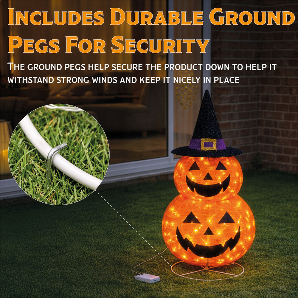 FXLab 45 Warm White LED Foldable Pumpkin Halloween Decoration 80cm Image 4