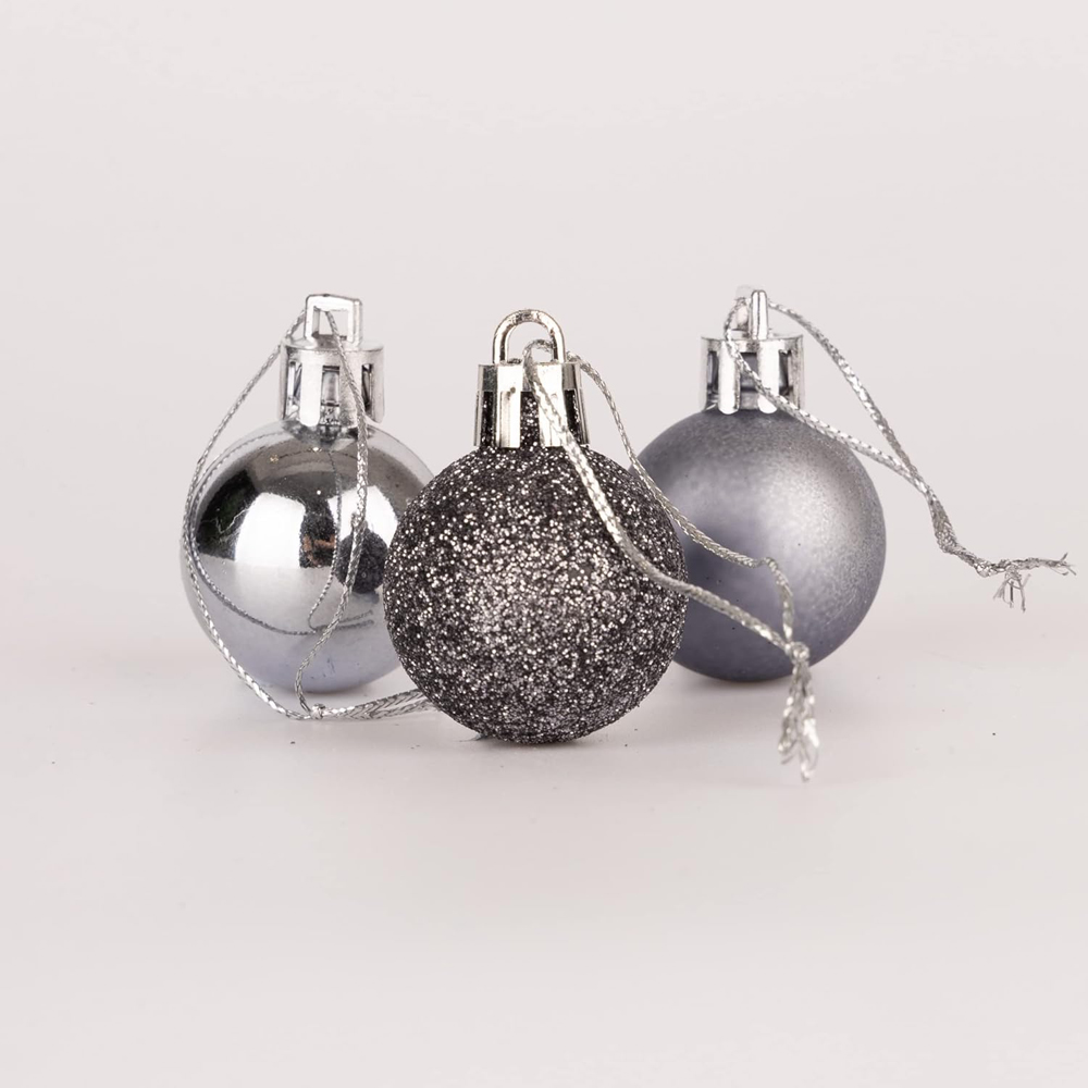 Shatchi 3cm Dark Grey Shatterproof Christmas Bauble 24 Pack Image 3