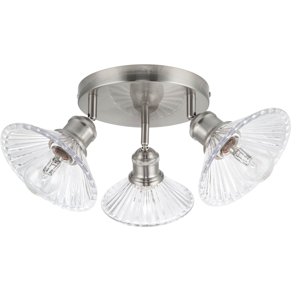 Cosylyte Milan Bathroom 3 Light Round Plate Ribbed Glass Spotlight Image 1