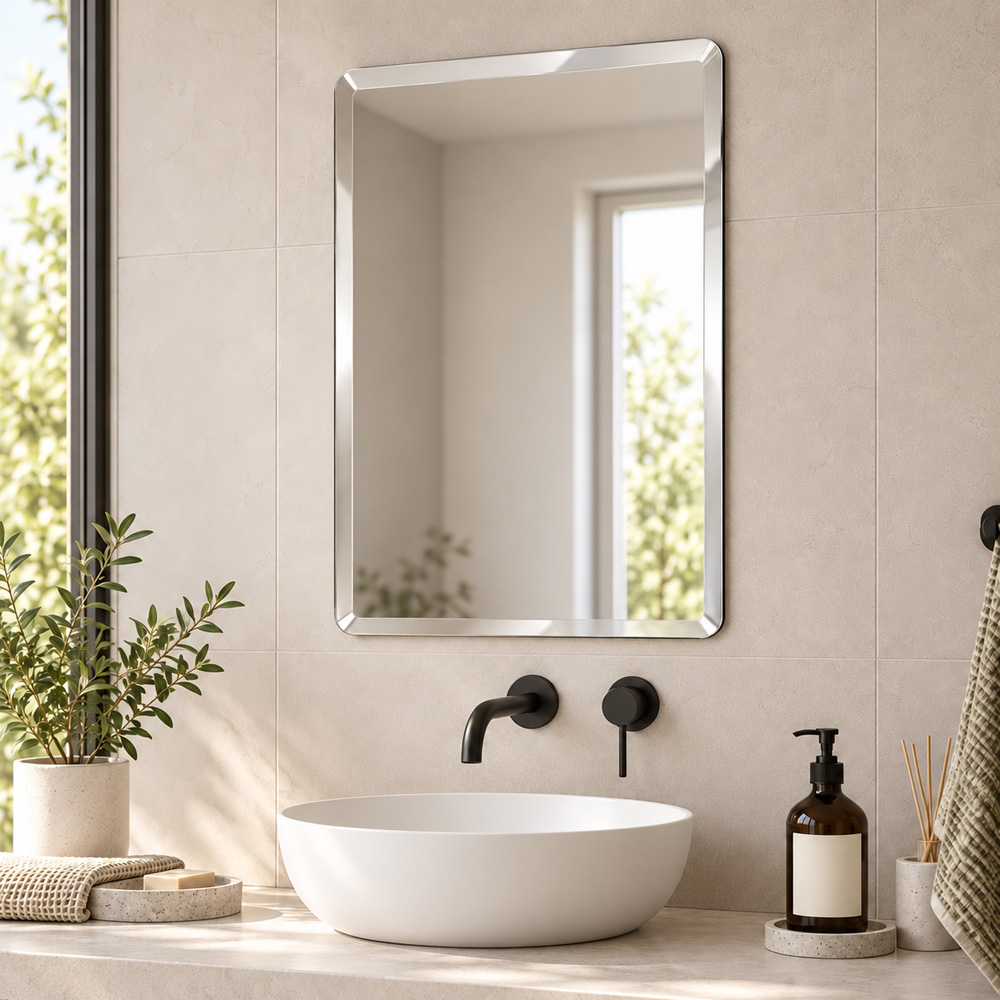 Go Bathrooms Tula Frameless Bevelled Bathroom Mirror 600 x 450mm Image 2