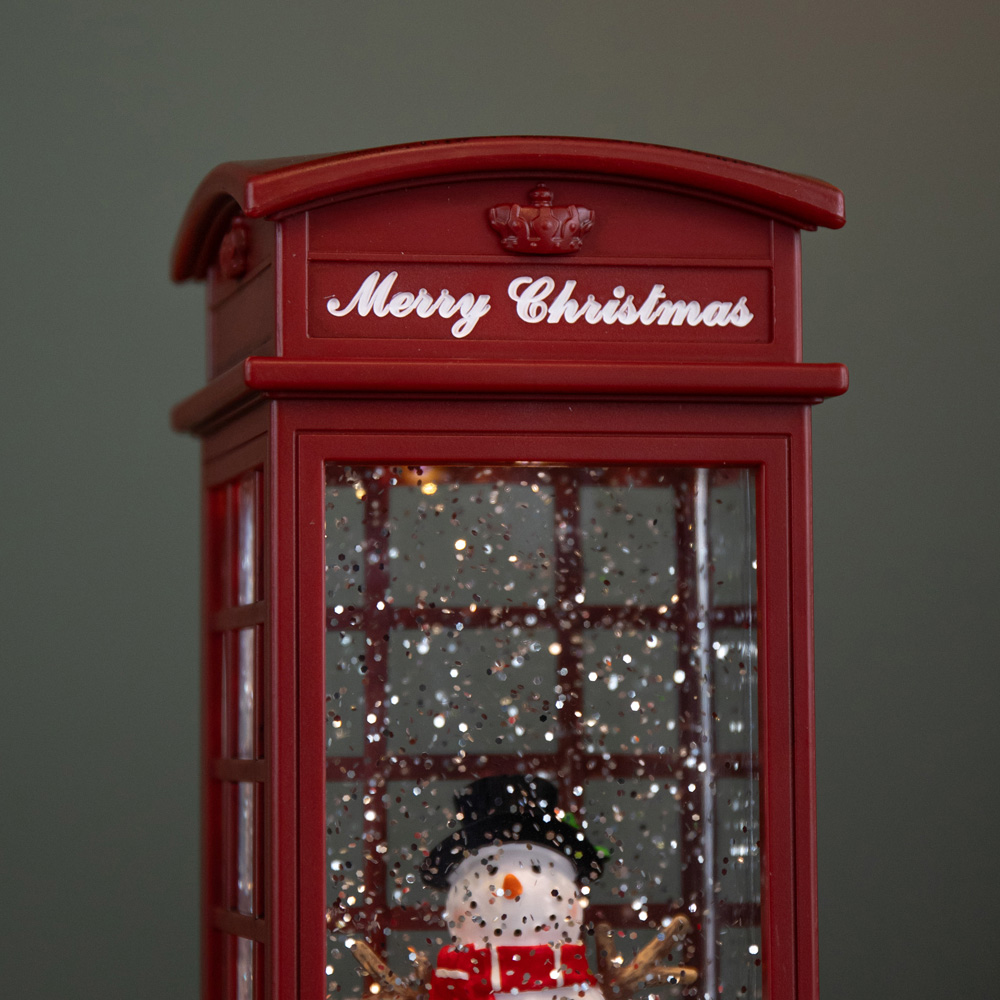 Samuel Alexander Snowman Scene Phone Box Water Spinner Christmas Decoration 25cm Image 5