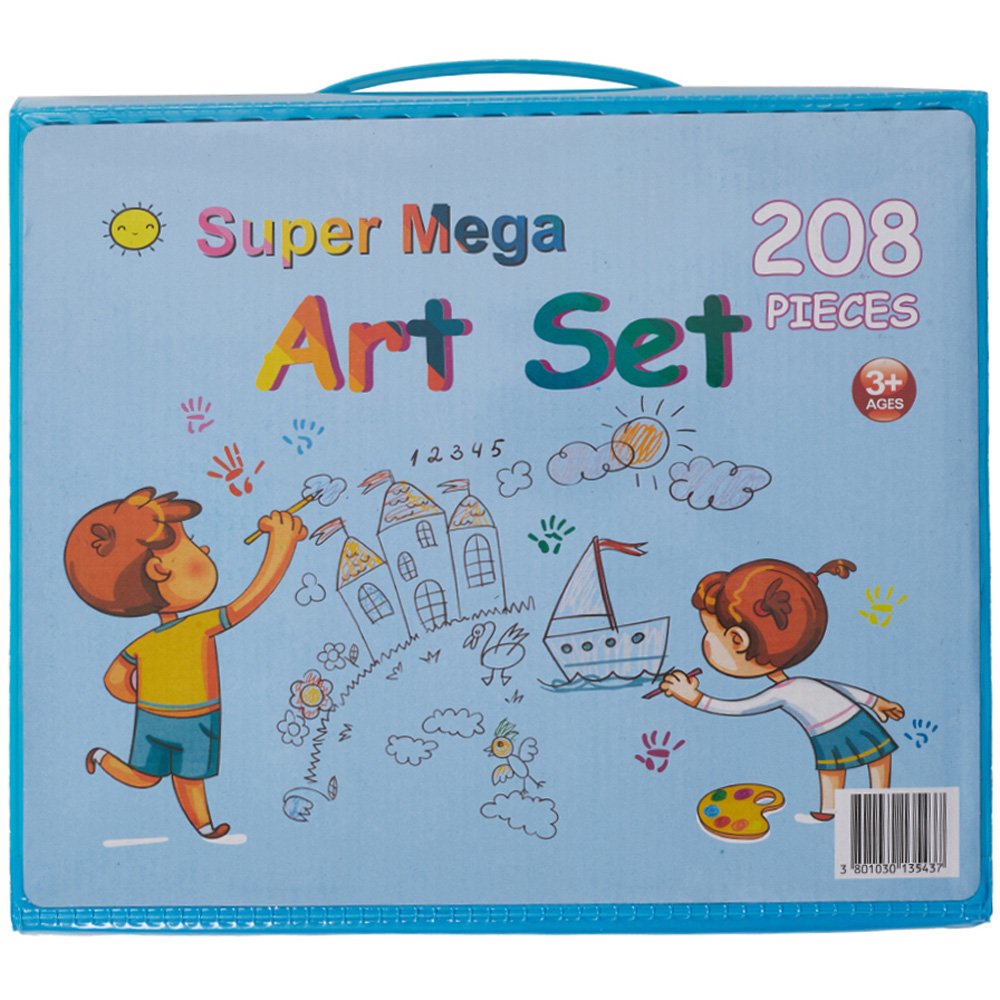 Tommy Toys 208 Piece Kids Blue Drawing and Painting Super Mega Art Set Image 1