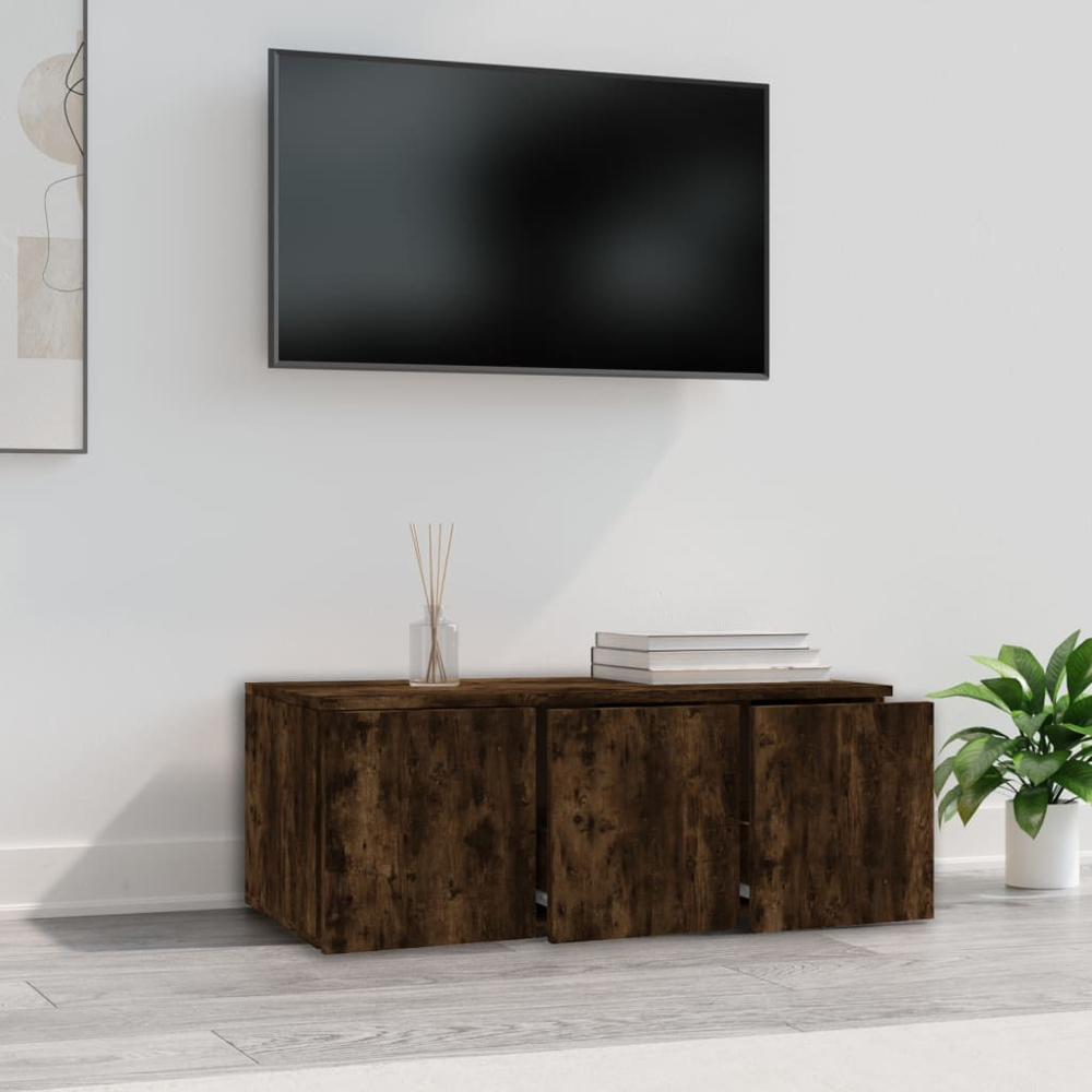 vidaXL 3 Drawer Smoked Oak TV Cabinet Image 4