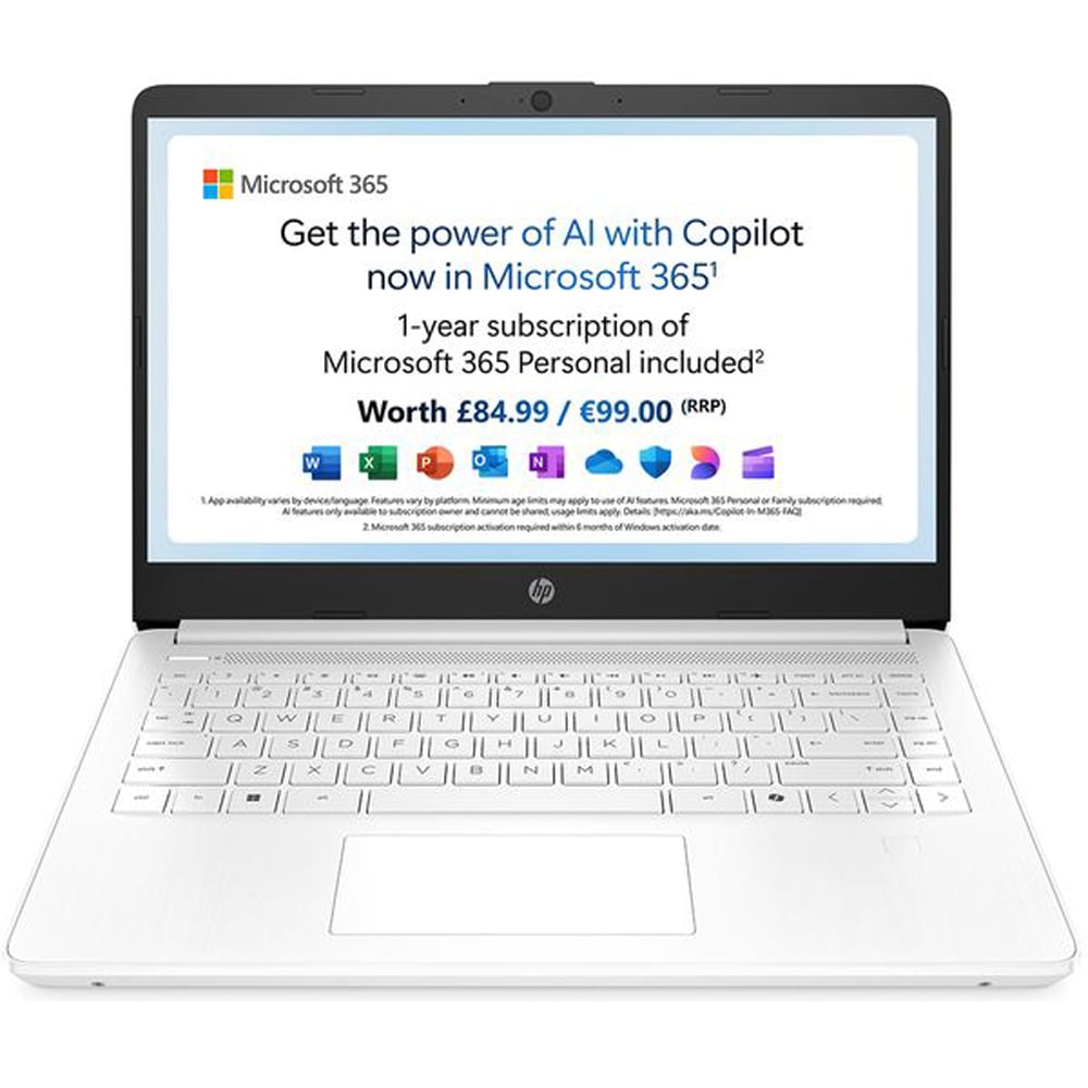 HP Intel N150 14 inch 4GB Ram 128GB UFS Storage Laptop White with Windows 11 and Office 365 Image 2