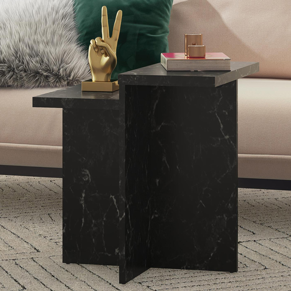 Dorel Home Brielle Black Faux Marble Accent Table Image 1