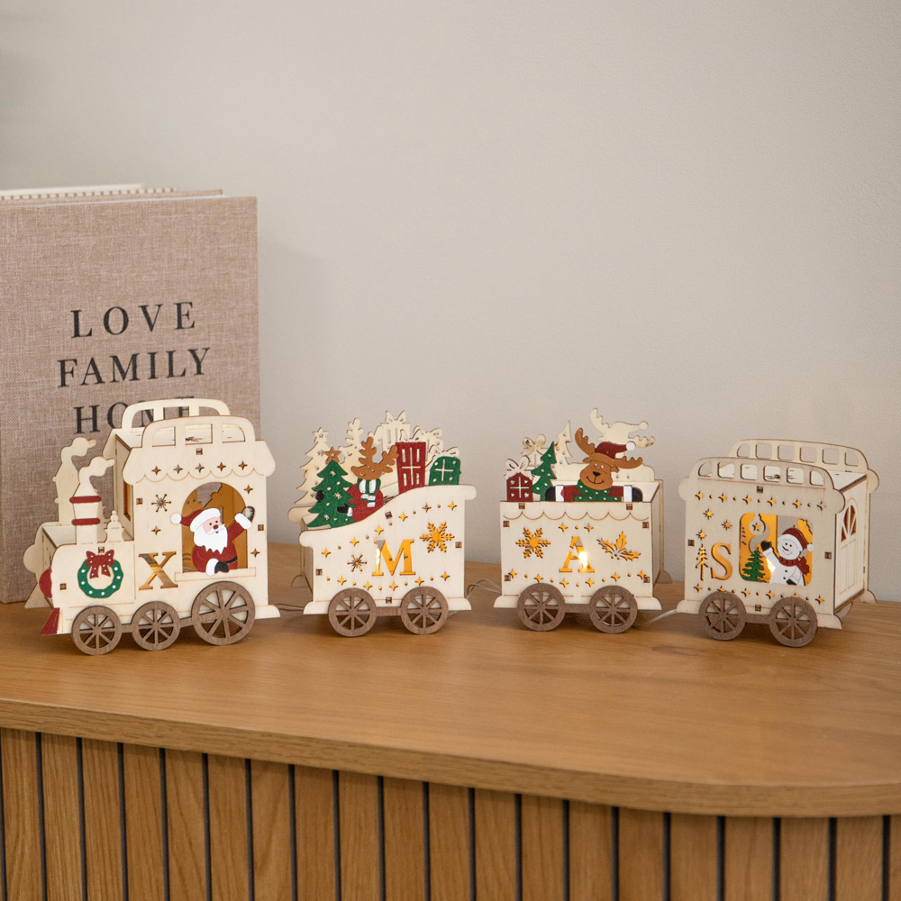 Samuel Alexander 4 Warm White LED Battery Powered Santa's Express Wooden Christmas Decoration 38cm Image 2