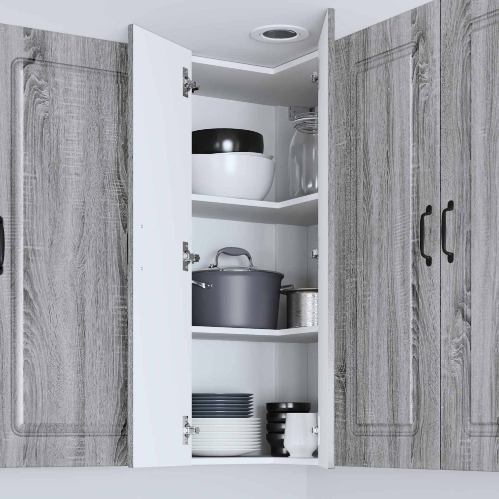 vidaXL 2 Door Grey Sonoma Kitchen Wall Corner Cabinet Image 9
