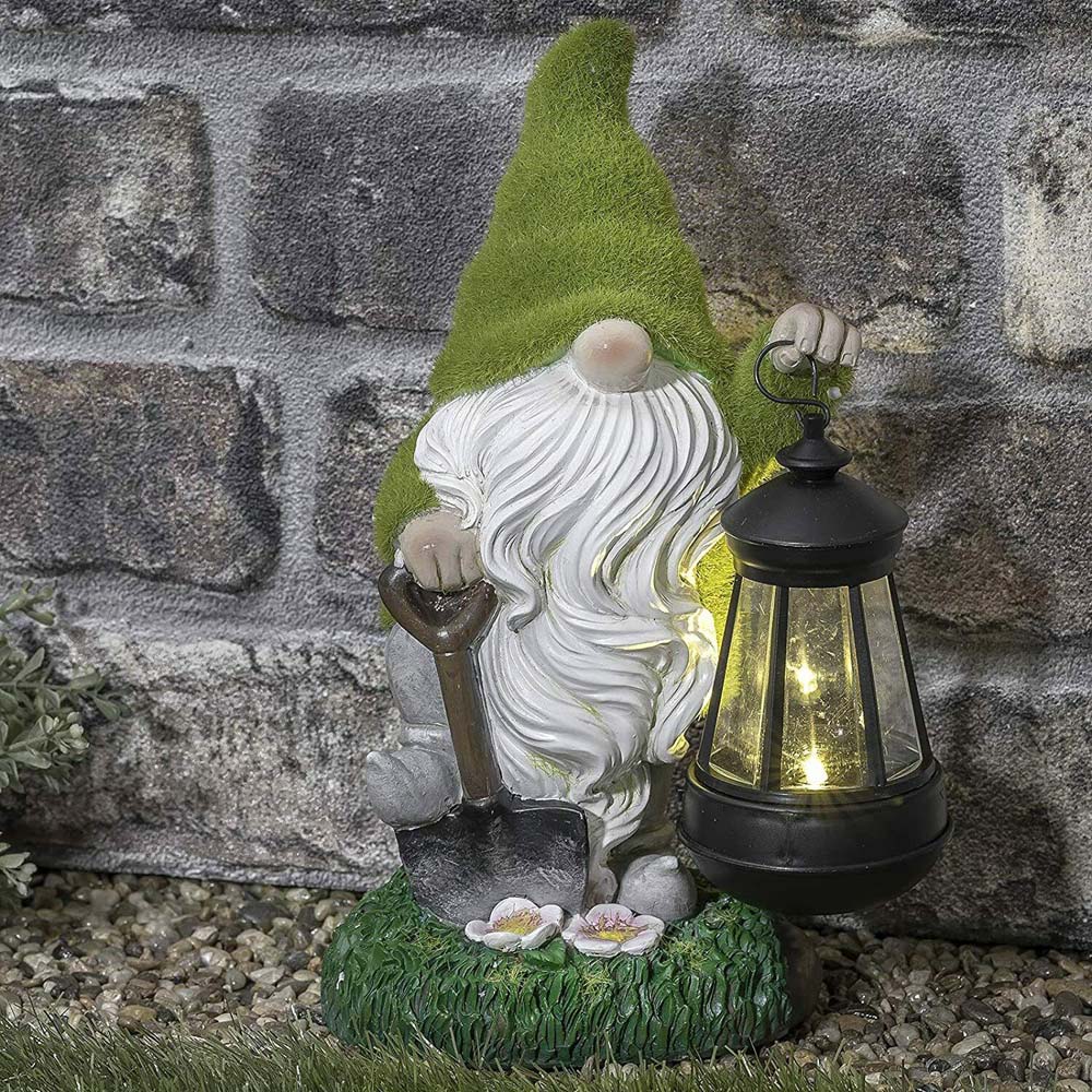 wilko Solar Powered Gnome Statue with Lantern Image 9