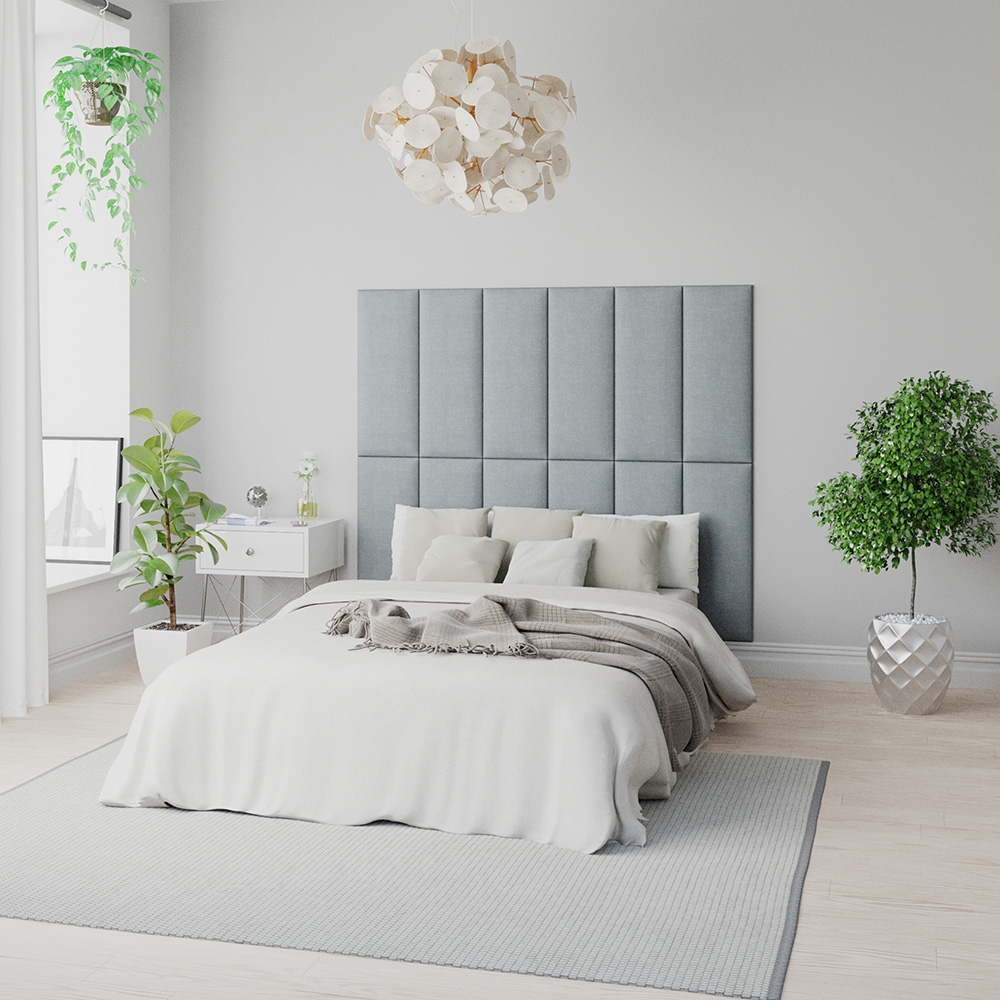 Aspire EasyMount Sky Blue Malham Weave Upholstered Wall Mounted Headboard Panels 8 Pack Image 4
