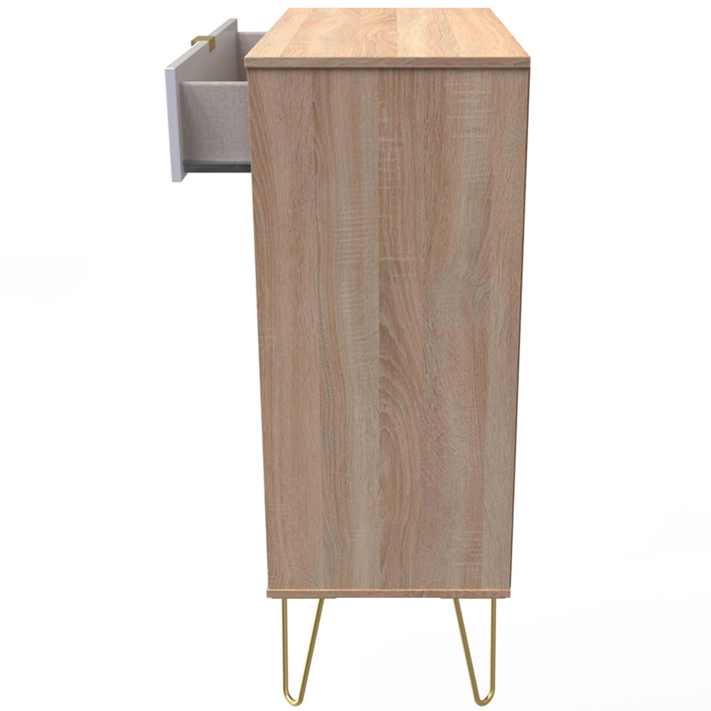 Crowndale 5 Drawer White Matt and Bardolino Oak Wide Chest of Drawers Ready Assembled Image 4