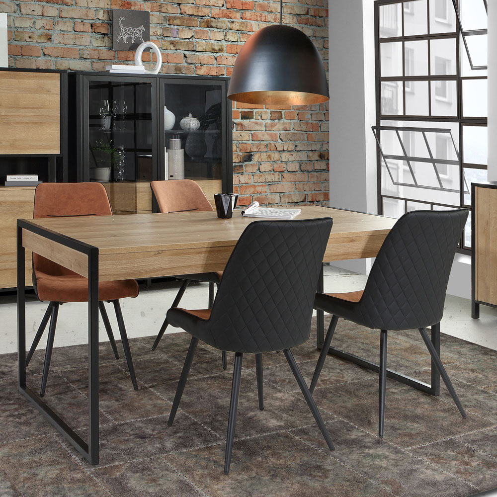 Florence High Rock 4 Seater Dinning Table Matt Black and Riviera Oak Image 6