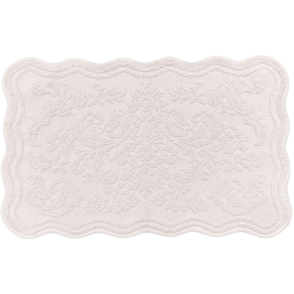 Allure Bath Fashions Gracie Grey Floral Jacquard Scalloped Bath Mat 50 x 80cm Image