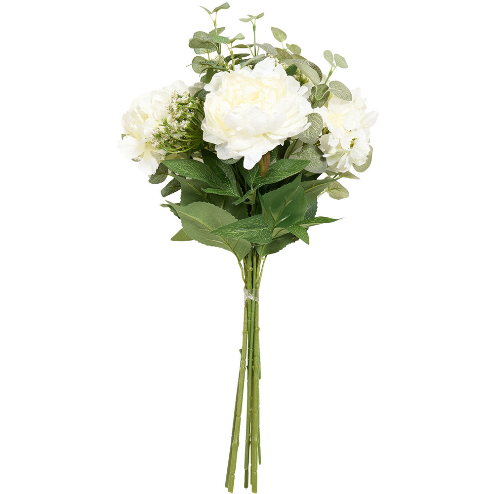 Hydrangea Eucalyptus Queen Annes Lace Bouquet White Image 3