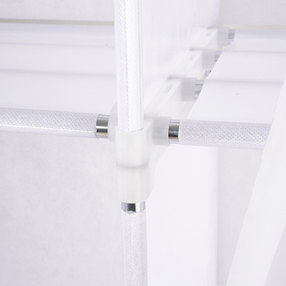 Living and Home 5-Tier White Freestanding Portable Wardrobe with Double-Row Storage and Curtain Image 6