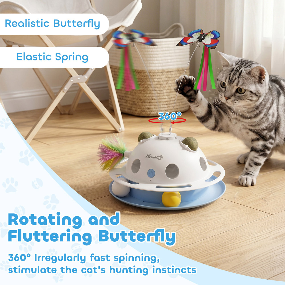 PawHut 4-in-1 Interactive Cat Toys with Butterfly and Catnip Ball Image 6