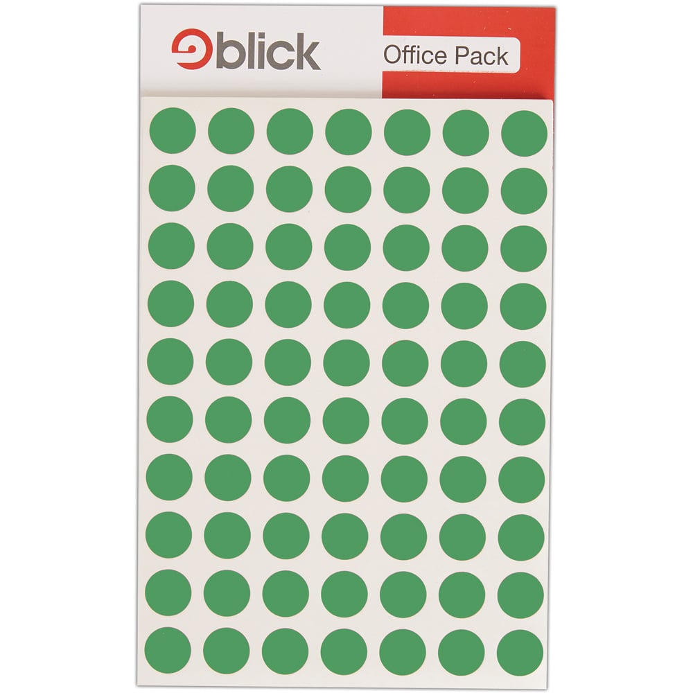 Blick Green Round Self Adhesive Office Label 13mm 2240 Pack Image 1