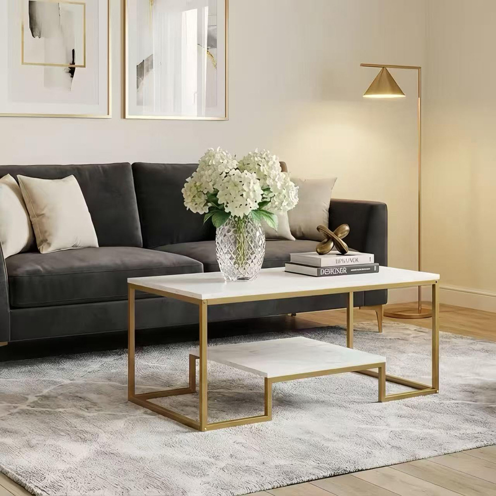 Alivio Single Shelf White Modern Industrial Coffee Table Image 5