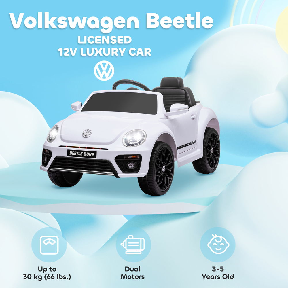 Tommy Toys White Volkswagen Beetle Licensed Ride on Remote Control Car 12V Image 4