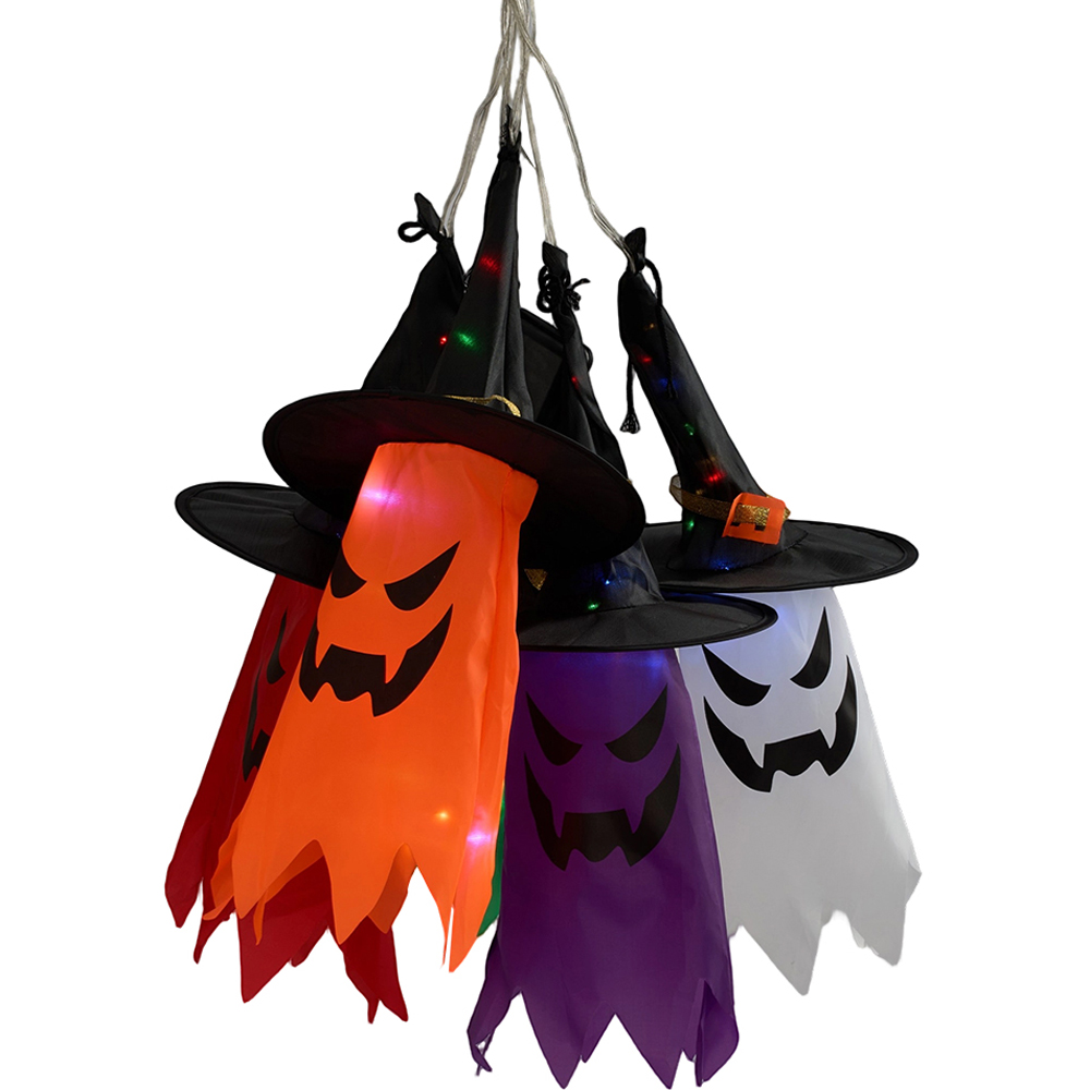 Living and Home LED Ghost Witch Hats Halloween Ornament 40cm 5 Pack Image 3