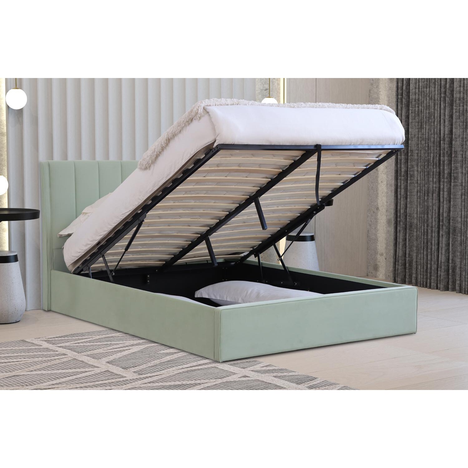 Willow Super King Size Mint Ottoman Bed Image 8
