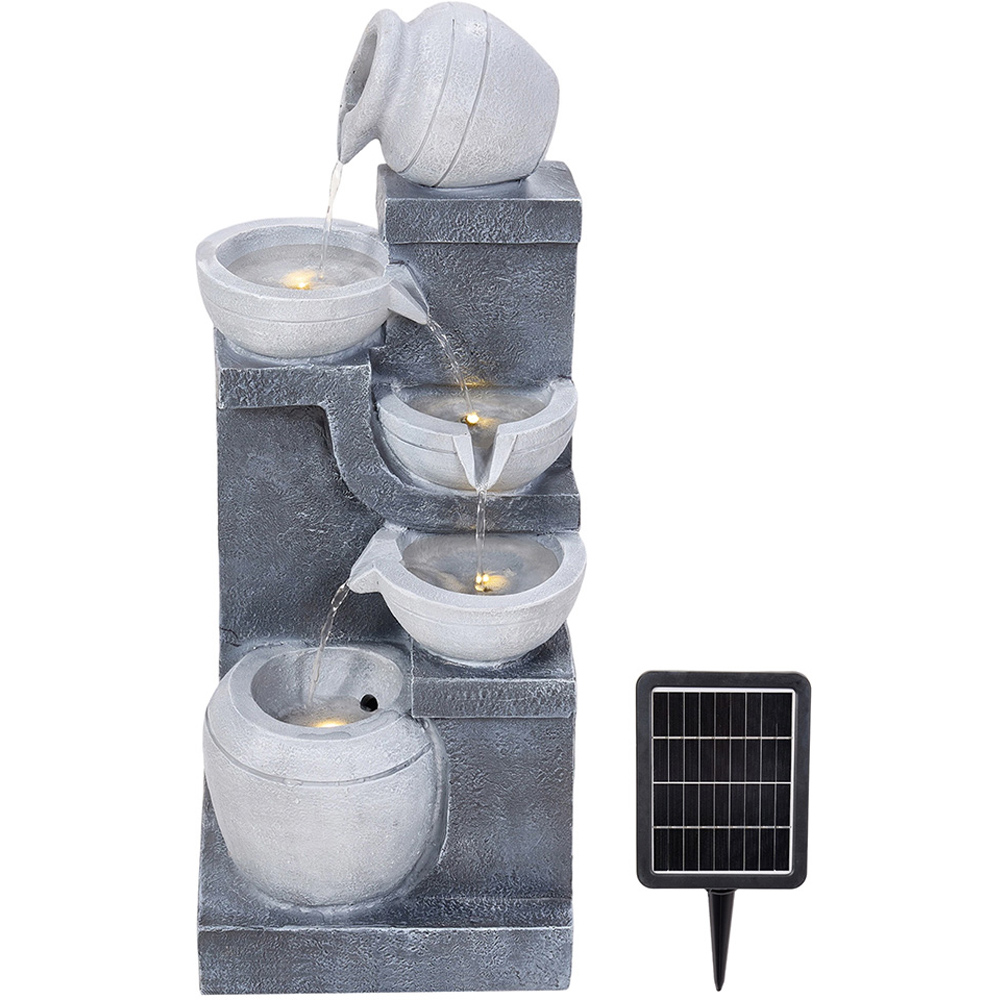 Living and Home 5-Tier Stone Effect Cascading Bowl Solar LED Water Feature Image 1