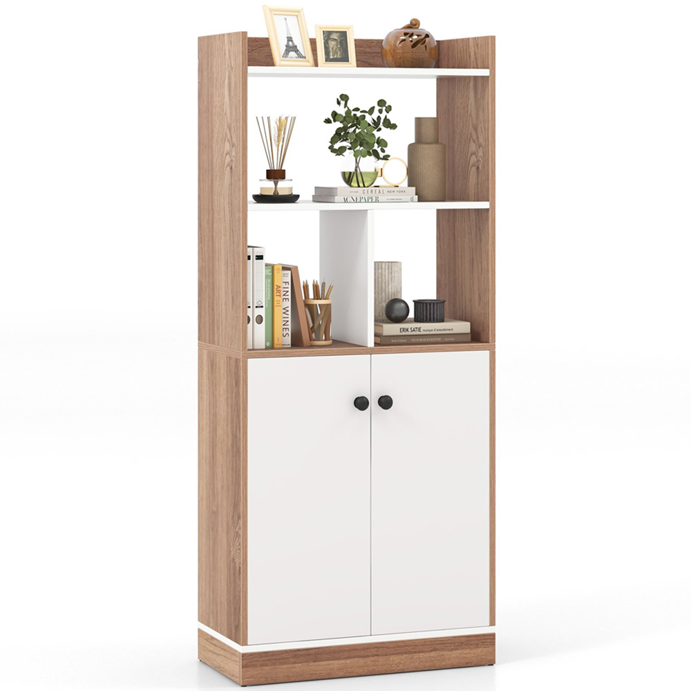 Costway 3 Shelf 2 Door Wooden Storage Cabinet Image 2