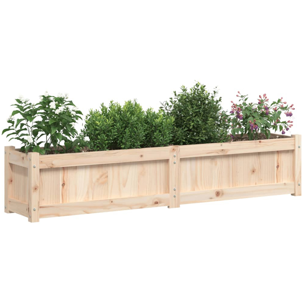 vidaXL Natural Solid Pine Wood Garden Planter 31 x 150 x 31cm 2 Pack Image 3