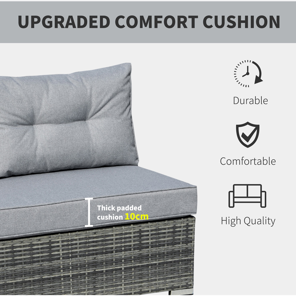 Outsunny 5 Seater Mixed Grey PE Rattan Corner Sofa Set with Cushion Image 6
