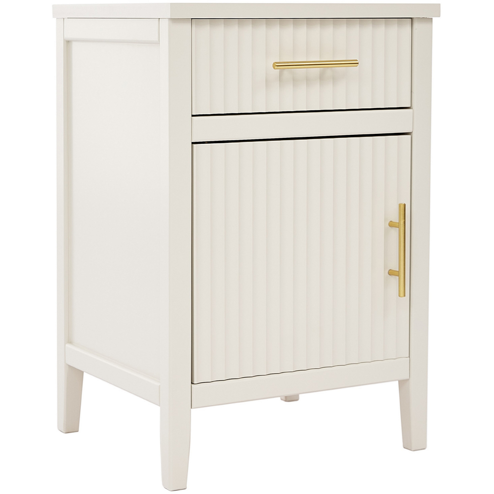 Monti Single Door Single Drawer White Bedside Table Image 2