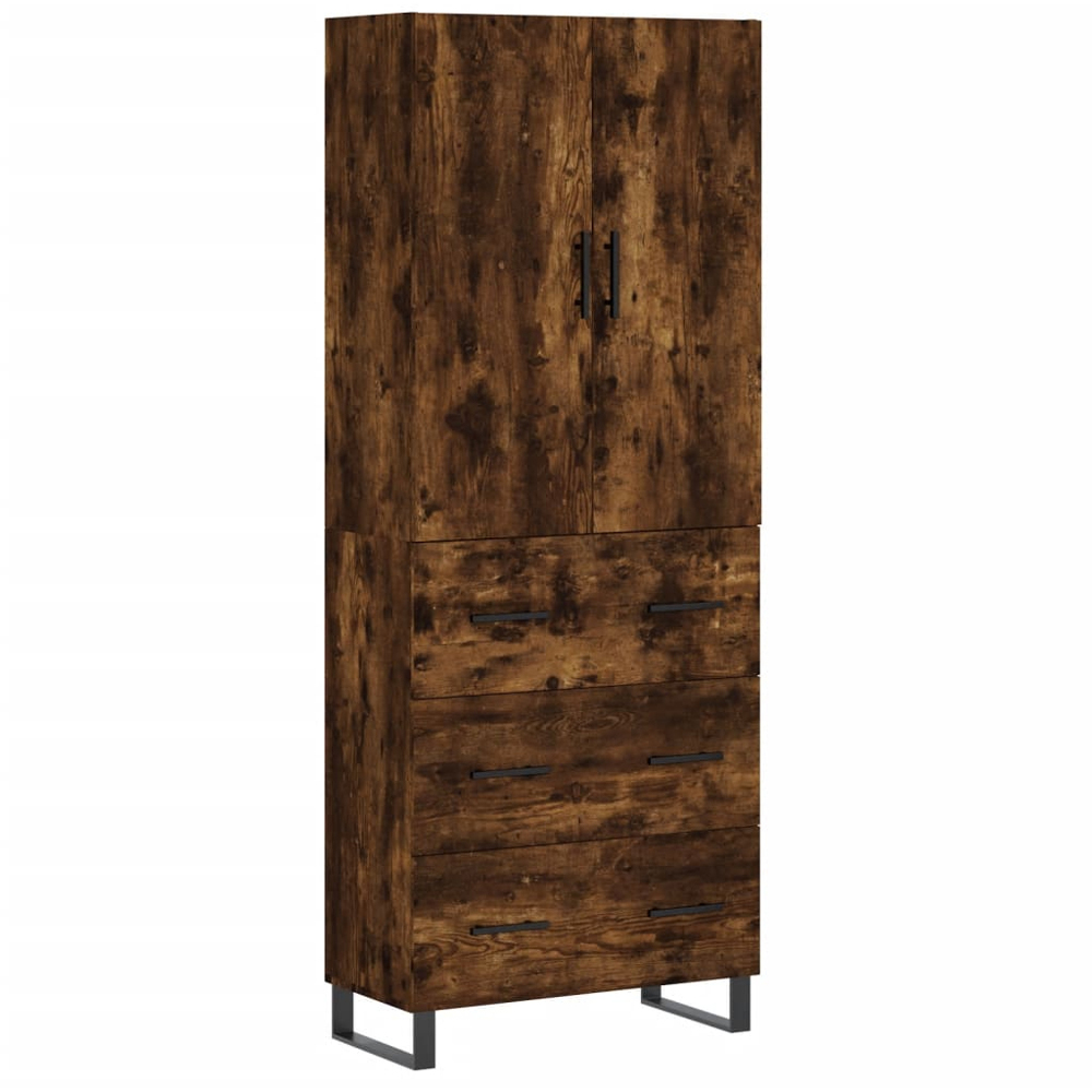 vidaXL 2 Door 3 Drawer Smoked Oak Highboard Image 2