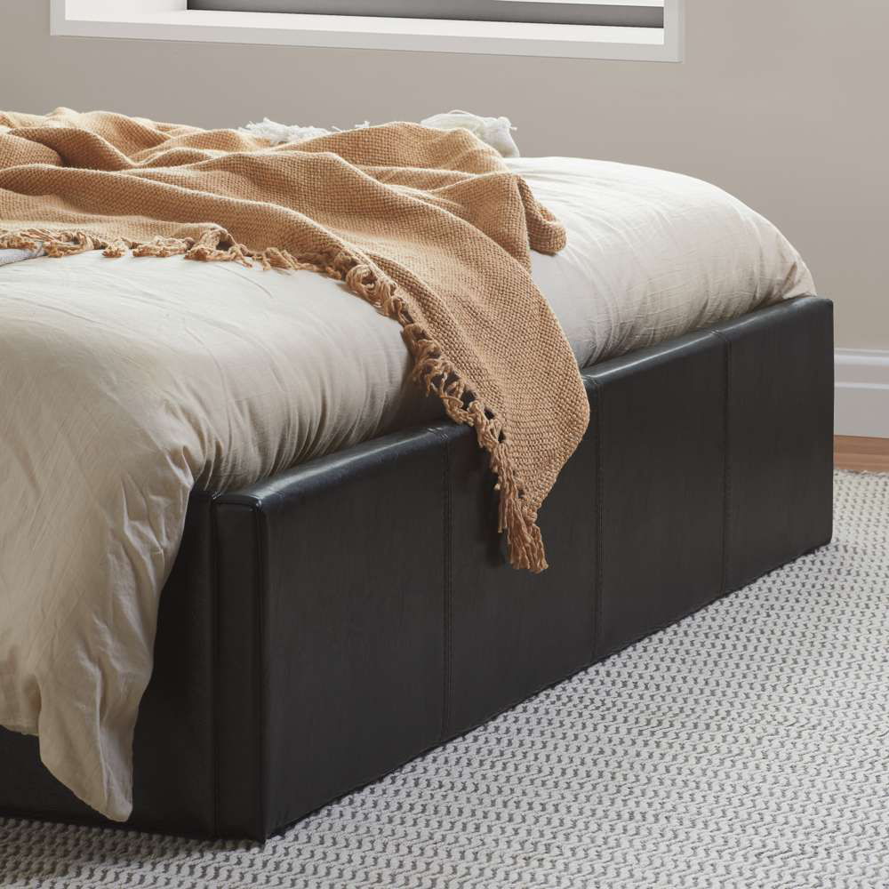 Berlin Double Brown Faux Leather Ottoman Bed Image 7