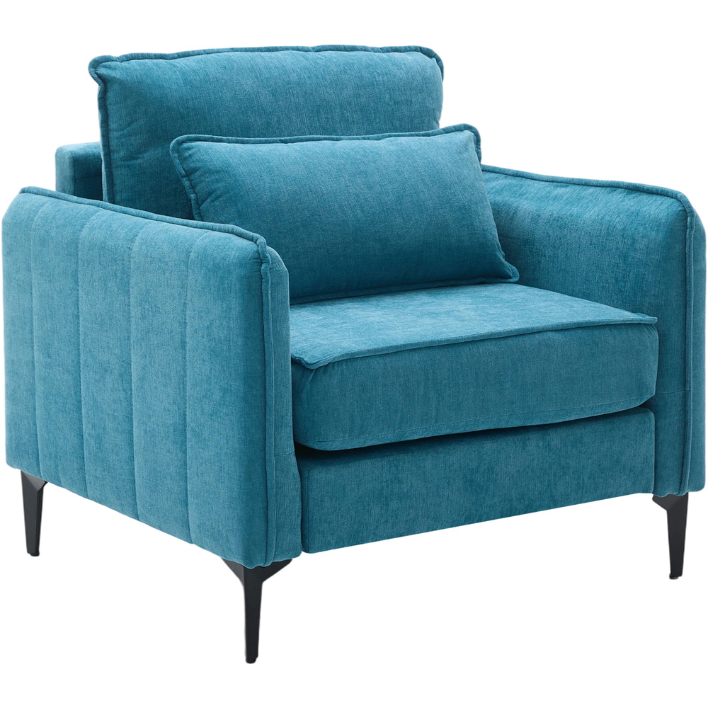 Living and Home Turquoise Grey Chenille Sofa Chair Image 2