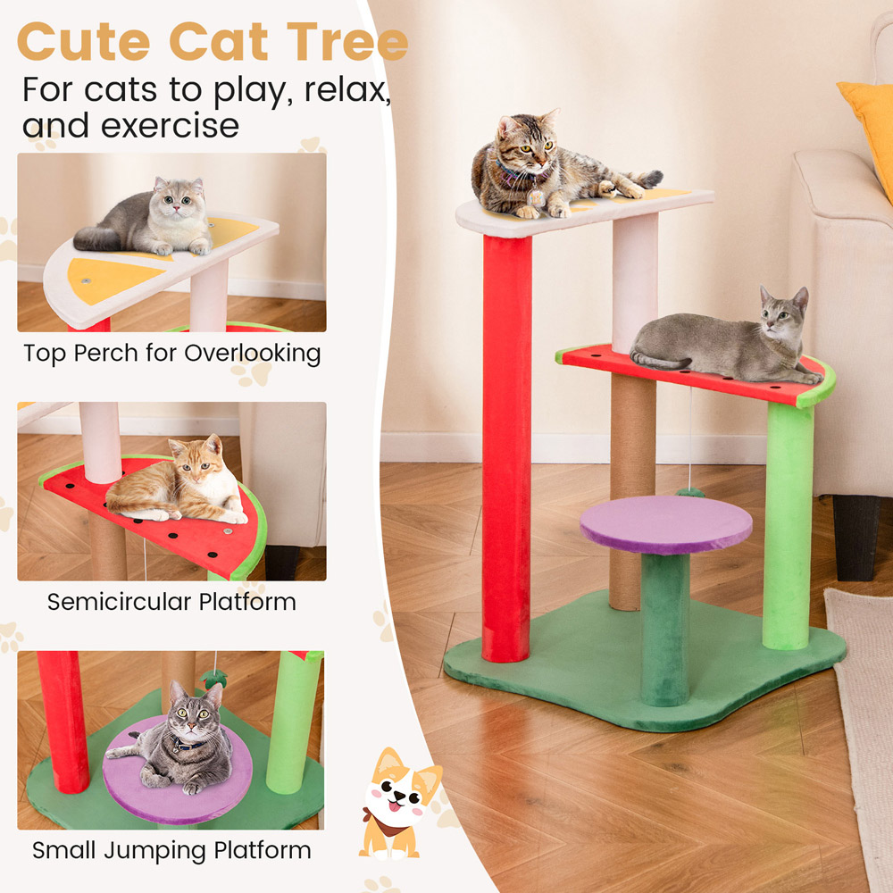 Costway Multi-Level Aesthetic Fruit Cat Tower with Platforms Image 7