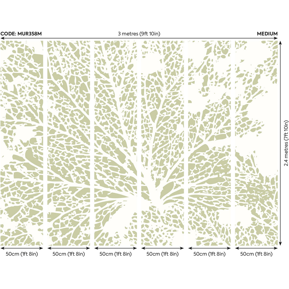 Origin Murals Skeleton Leaf Green Wall Mural Image 3