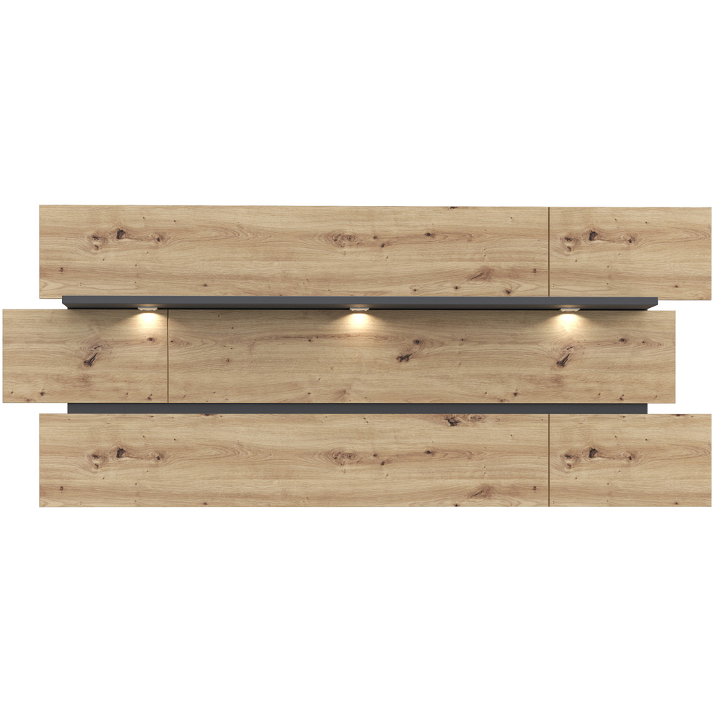 Florence Klara Oak and Grey Wall Shelf with LED Lighting Image 2