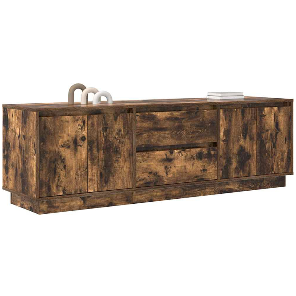 vidaXL 4 Door 2 Drawer Smoked Oak LED TV Cabinet Image 5