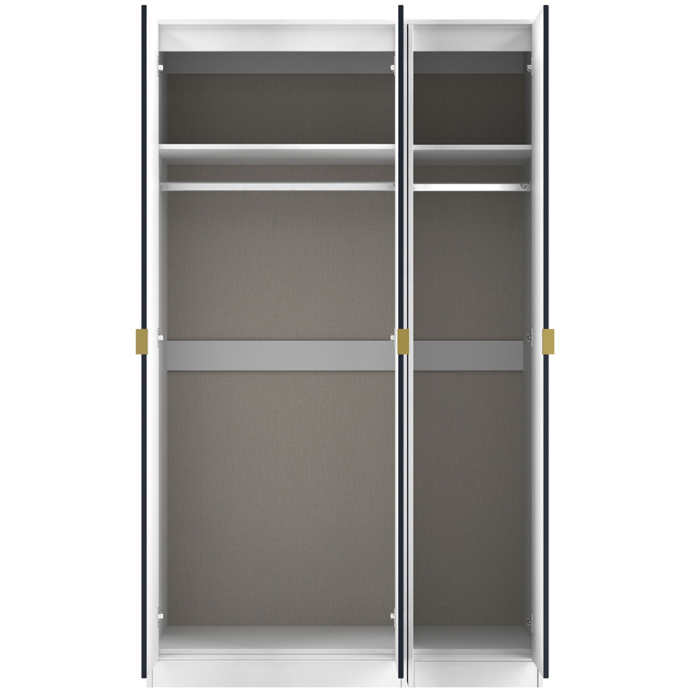 Crowndale Diamond 3 Door Indigo Matt and White Tall Wardrobe Ready Assembled Image 8
