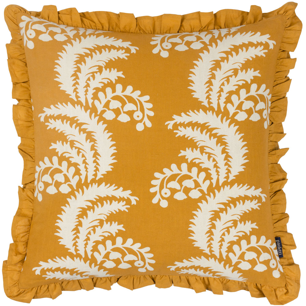 Paoletti Montrose Ochre Floral Cushion Image 1