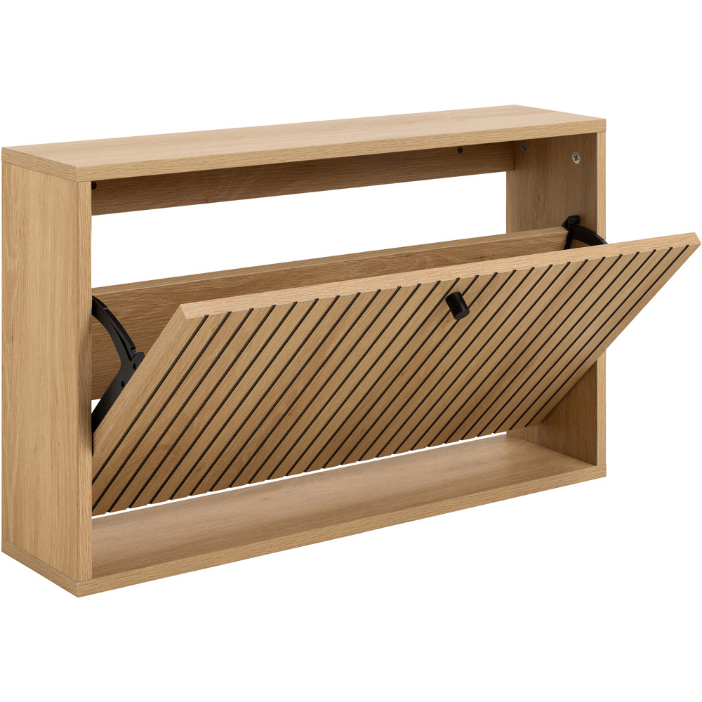 Florence Albany Single Flip Down Door Oak Shoe Cabinet Image 5