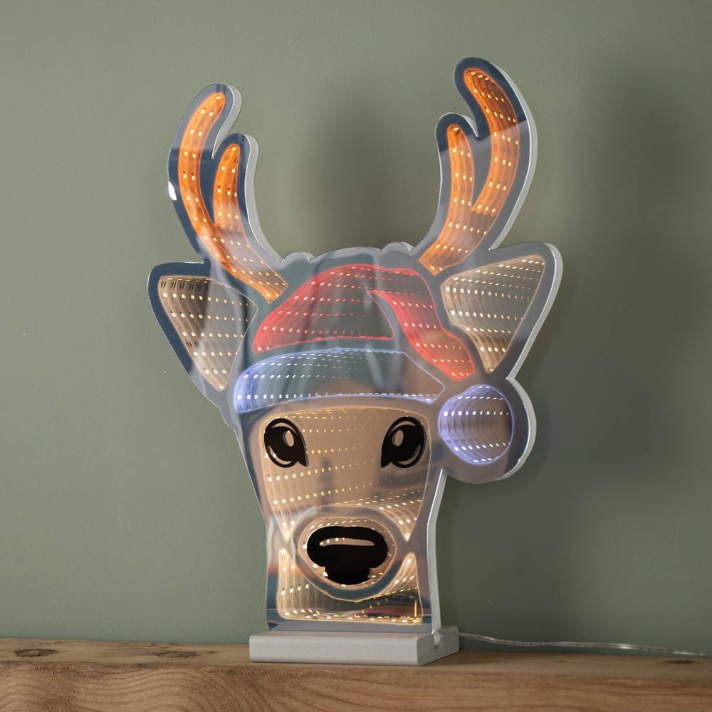 Samuel Alexander Multicolour LED Light Up Deer Head in Santa Hat Infinity Christmas Decoration 40cm Image 8
