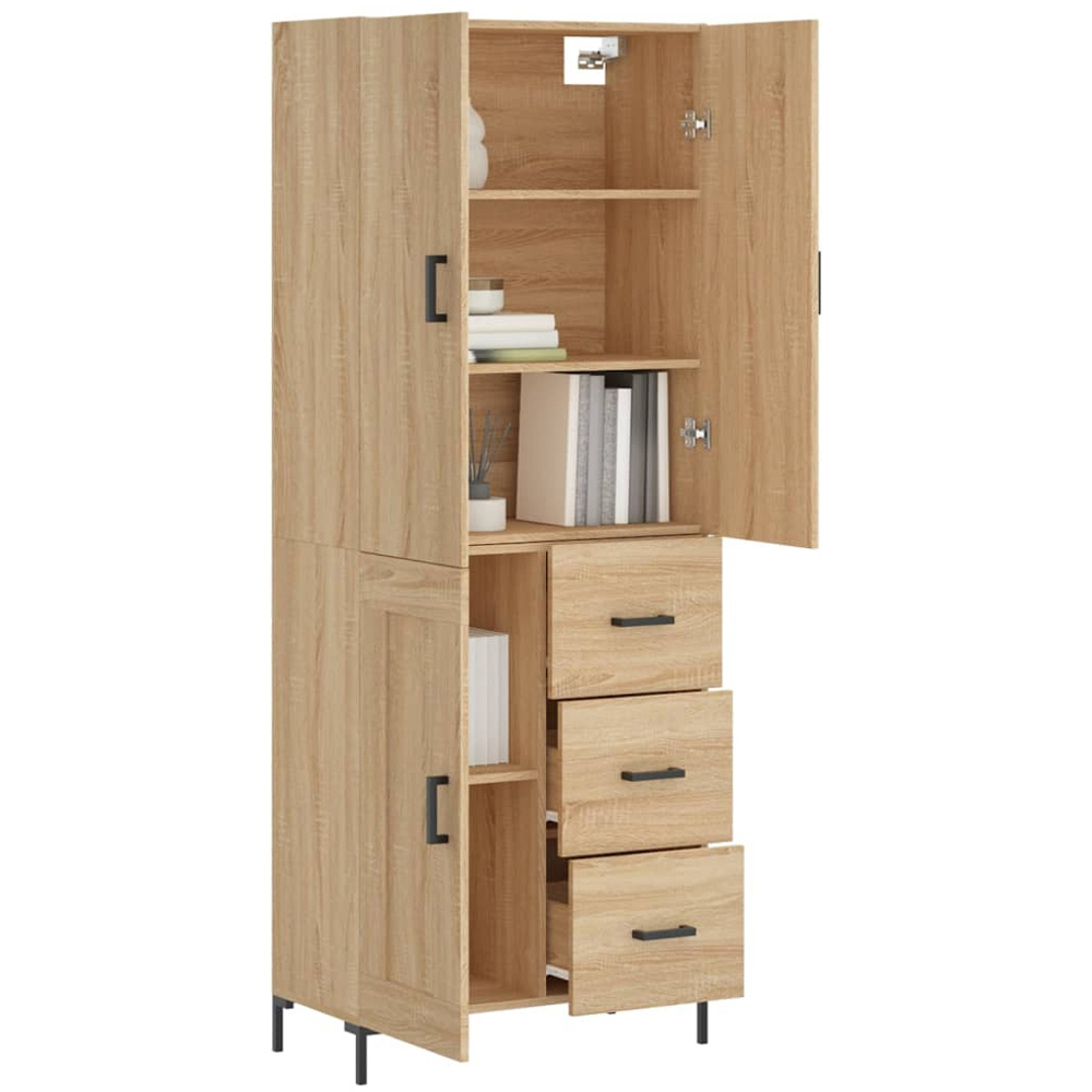 vidaXL 3 Door 3 Drawer 5 Shelf Sonoma Oak Highboard with Metal Legs Image 3