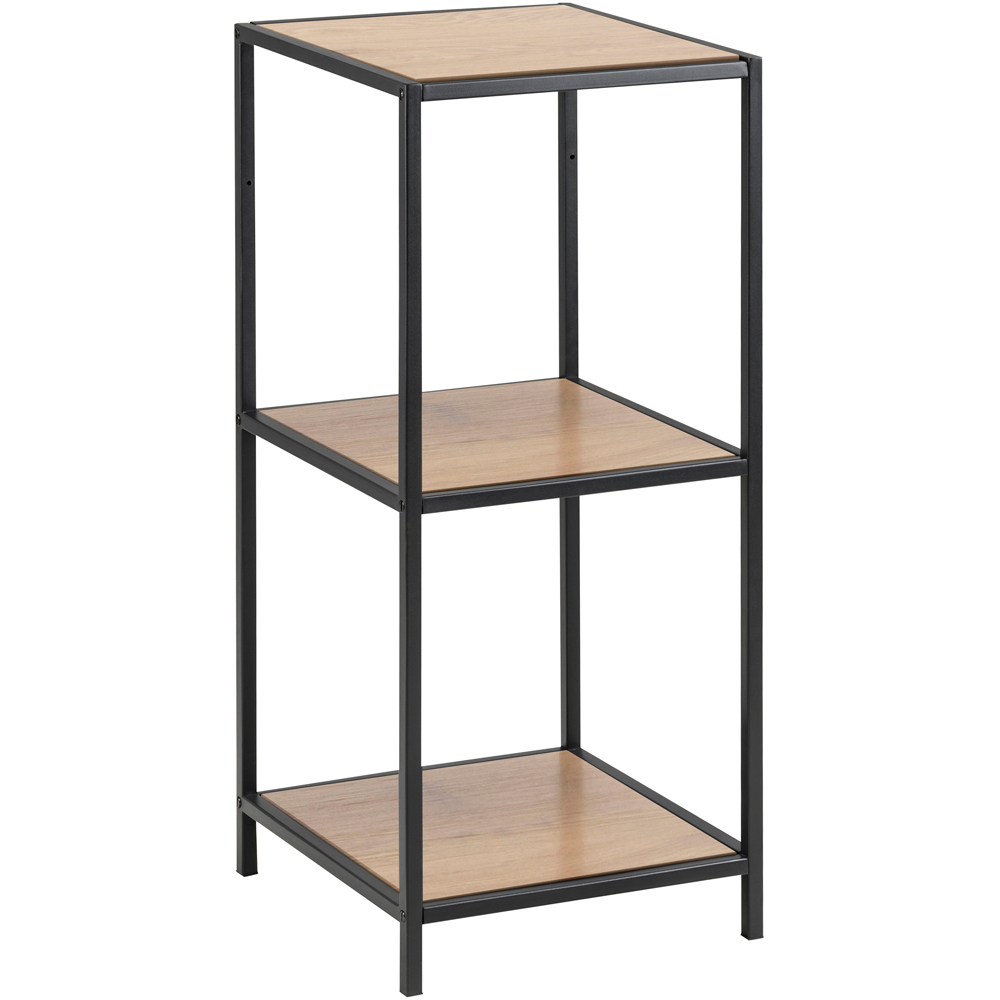 Florence Seaford 2 Shelf Oak and Black Metal Bookcase Image 2