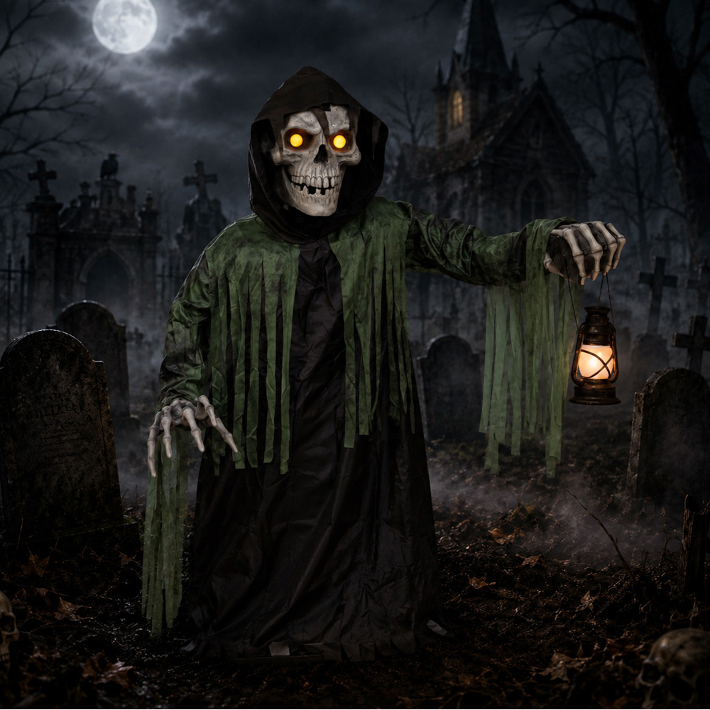 Samuel Alexander Light Up Corroded Animatronic Reaper Groundbreaker Halloween Decoration 4.8ft Image 9