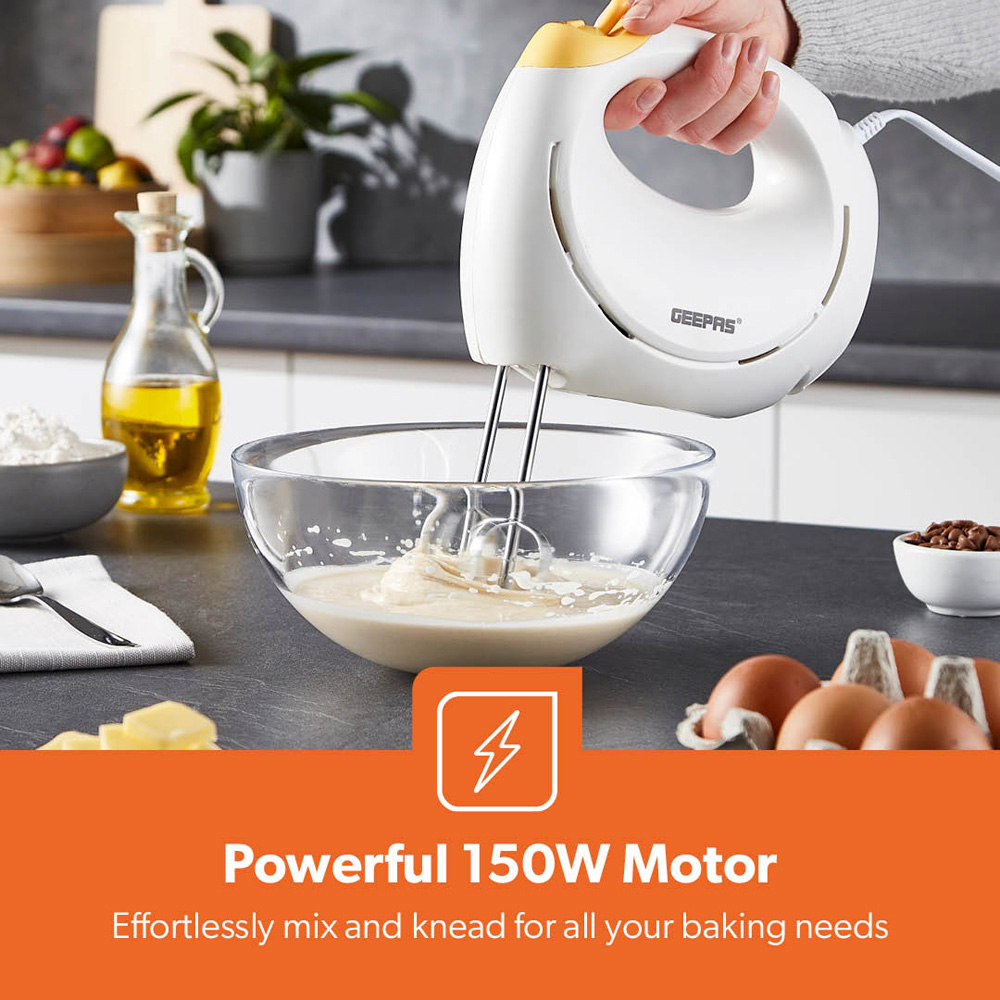 Geepas GHM43012UK-WT White Hand Mixer 150W Image 4